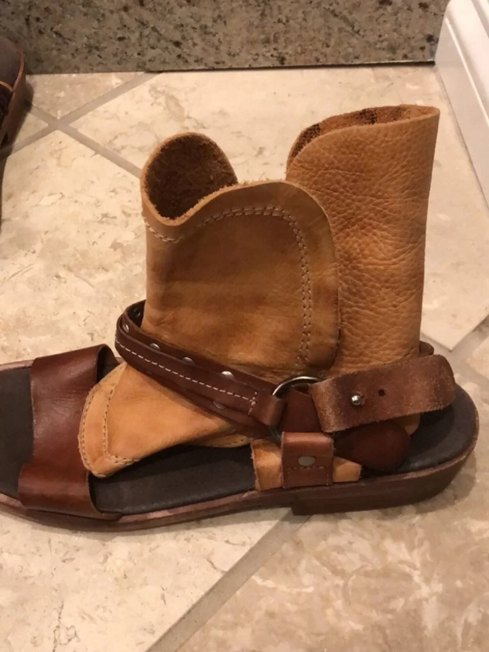 Free People Everything Went West leather studded harness bootie gladiator sandal